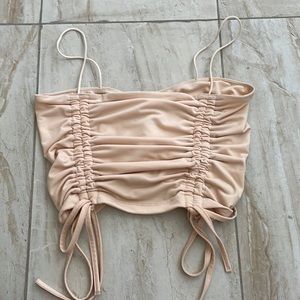 Beige scrunchy crop top